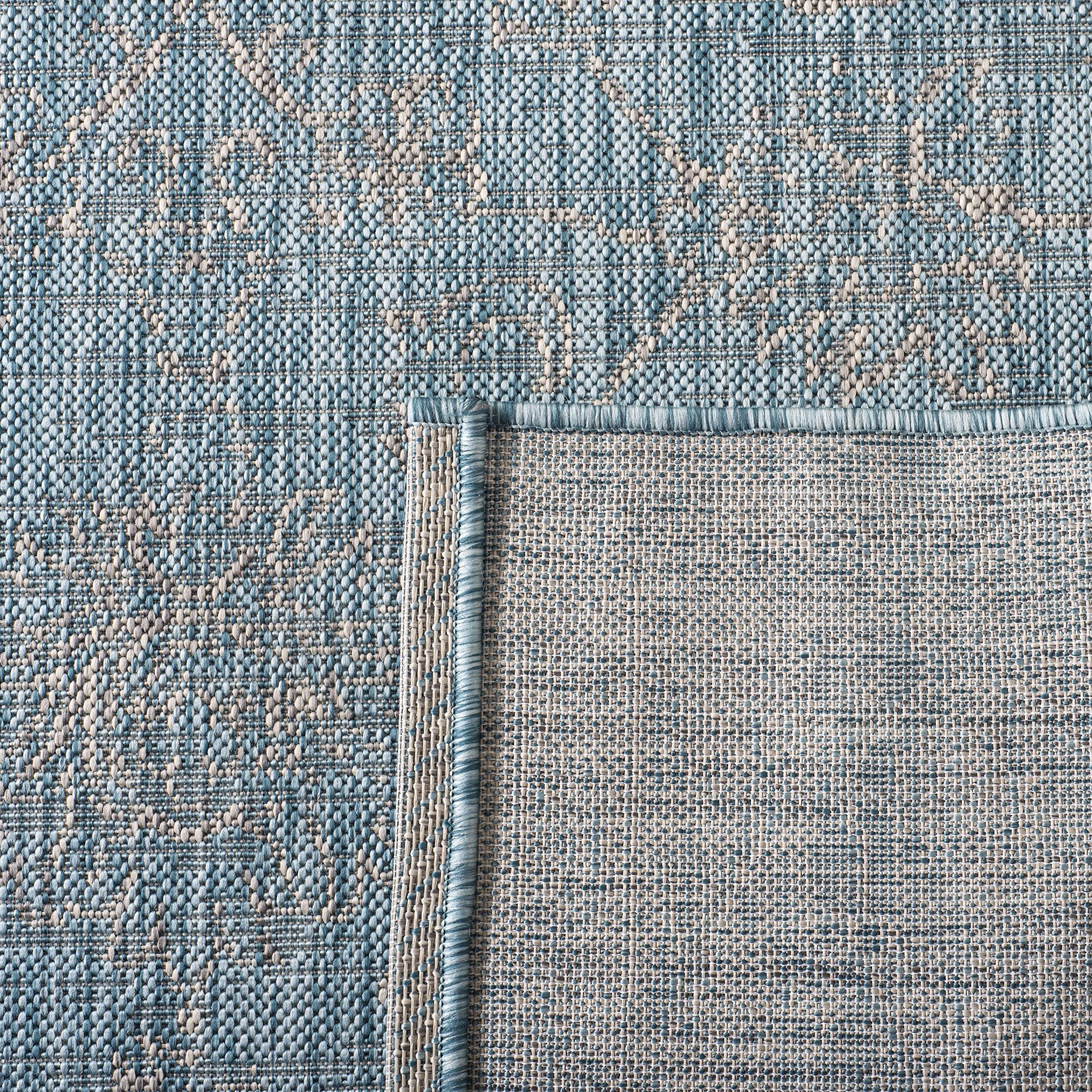 Safavieh Courtyard Collection 9' X 12' Aqua/Grey Cy8680 Indoor/ Outdoor Waterproof Easy-Cleaning Patio Backyard Mudroom Area-Rug