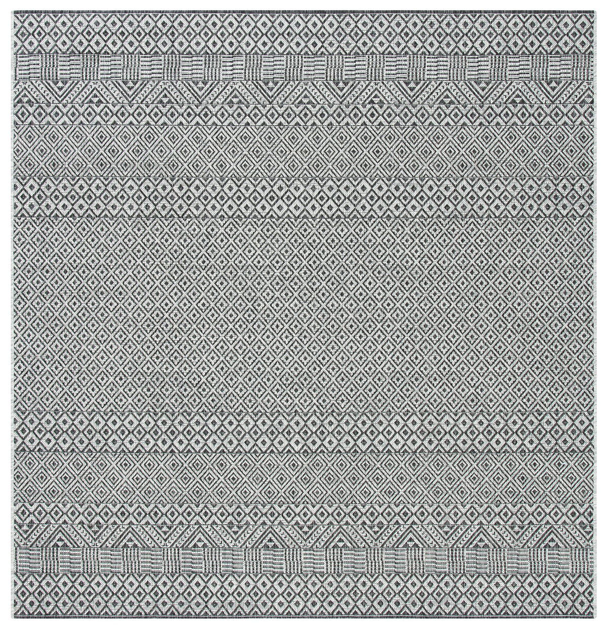 Safavieh Courtyard Collection 5'3' Square Grey/Black Cy8235 Indoor/ Outside Waterproof Easy Cleansingpatio Backyard Mudroom Area Mat