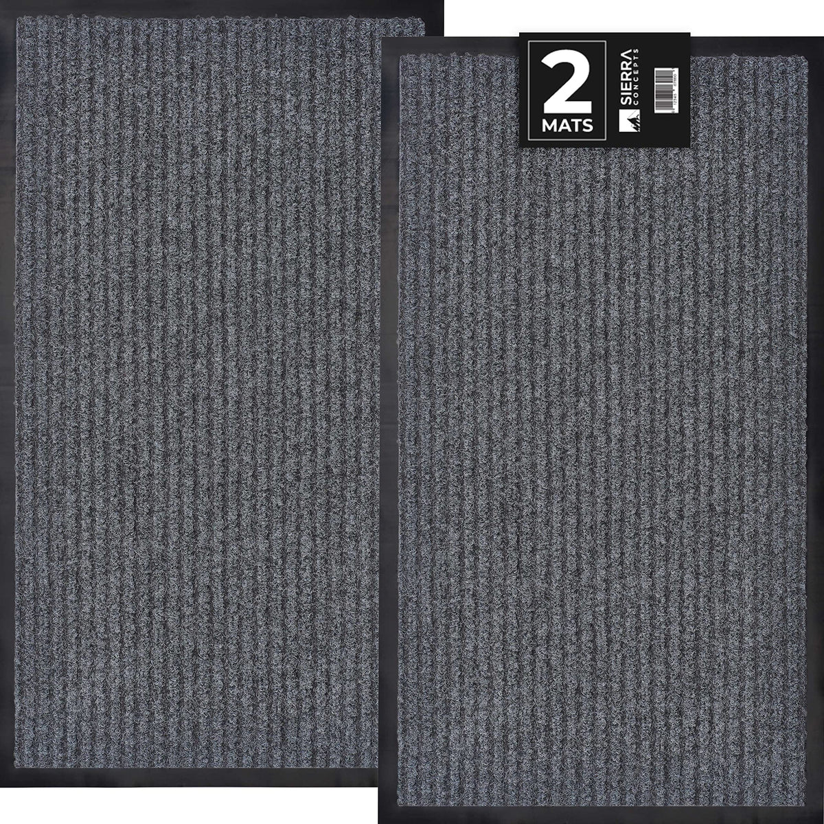 Sierra Concepts 2-Pack Front Door Mat - Large 36 X 24 Welcome Indoor Outdoor Entryway Mats For Shoe Scraper, Ideal For Inside Outside High Traffic Area, Gray