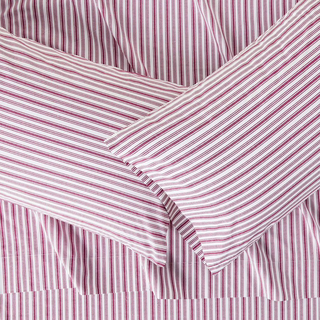 Nautica - Queen Sheets, Cotton Percale Bedding Set, Casual Home Decor (Coleridge Stripe Red, Queen)