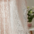 Bujasso Pink Lace Sheer Curtains 108 inch Vintage Floral Sheer Window Curtain Panels for Living Room Bedroom Elegant Light Filte