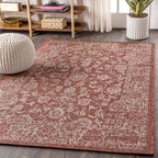 Jonathan Y Smb100A-8 Tela Bohemian Textured Weave Floral Indoor/Outdoor Red/Taupe 8 Ft. X 10 Ft. Area-Rug, Coastal,Easy-Cleaning,Hightraffic,Livingroom,Backyard, Non Shedding