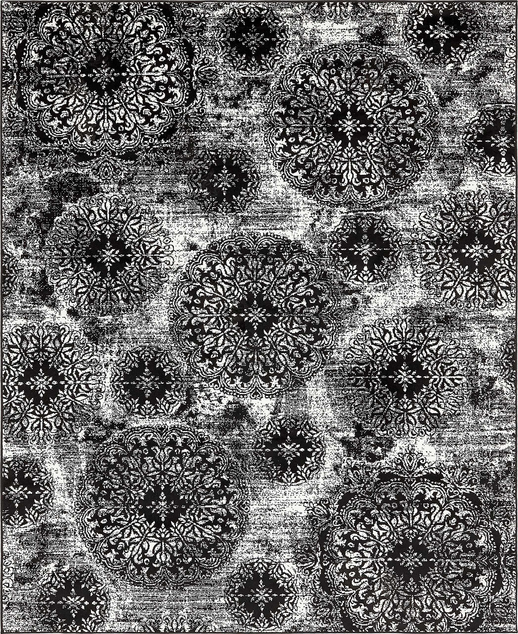 Unique Loom Sofia Collection Area Rug - Grand (7 10 x 10 Rectangle, Black/ Ivory)