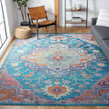 SAFAVIEH Crystal Collection Area Rug - 9 x 12, Teal & Rose, Medallion Distressed Design, Non-Shedding & Easy Care, Ideal for H