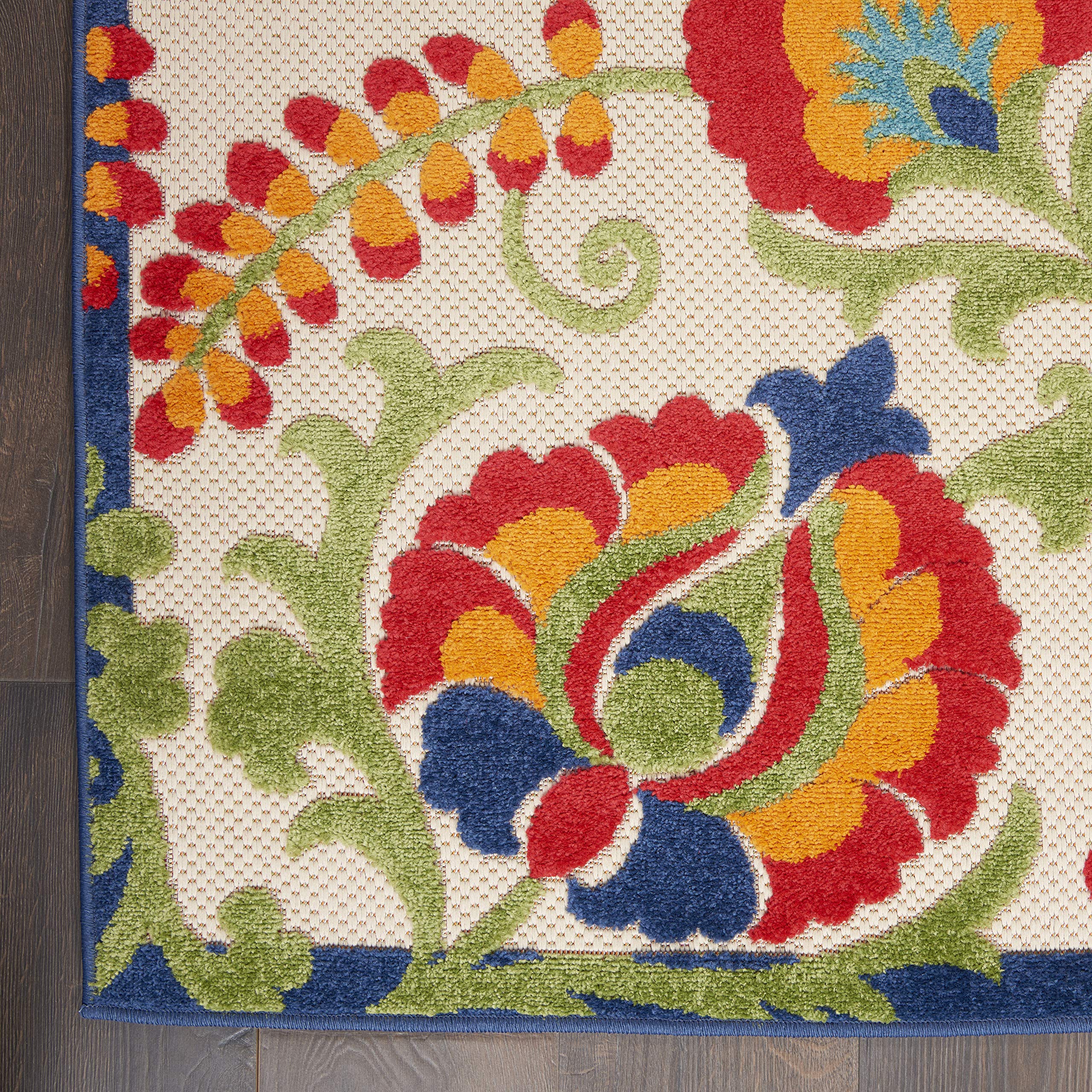 Nourison Aloha Indoor/Outdoor Multicolor 2'3' X 12' Area Rug, Easy Cleaning, Non Shedding, Bed Room, Living Room, Dining Room, Backyard, Deck, Patio (2X12)