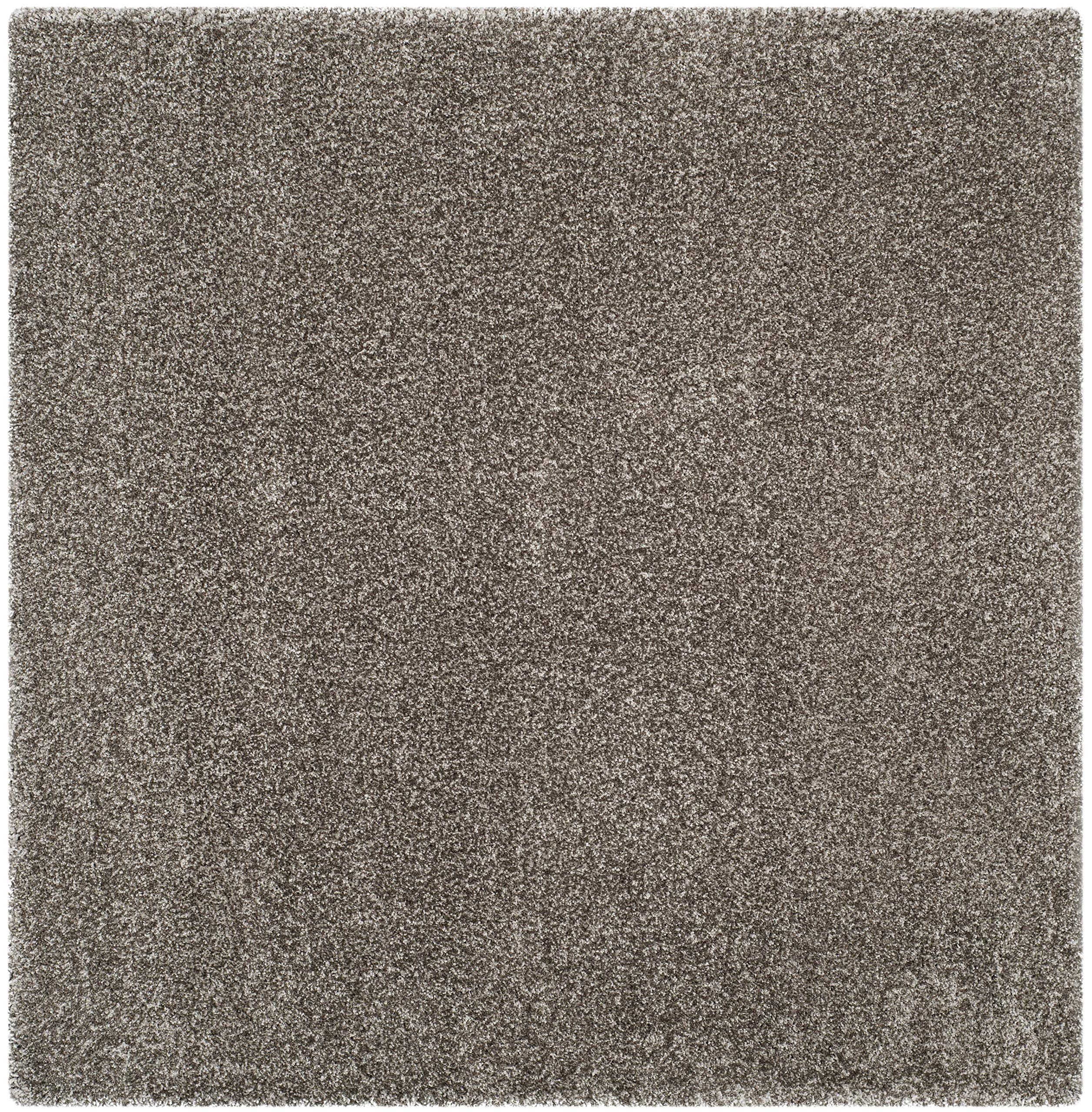 Safavieh Milan Shag Collection 3' Square Grey Sg180 Solid Non-Shedding Living Room Bedroom Dining Room Entryway Plush 2-Inch Thi