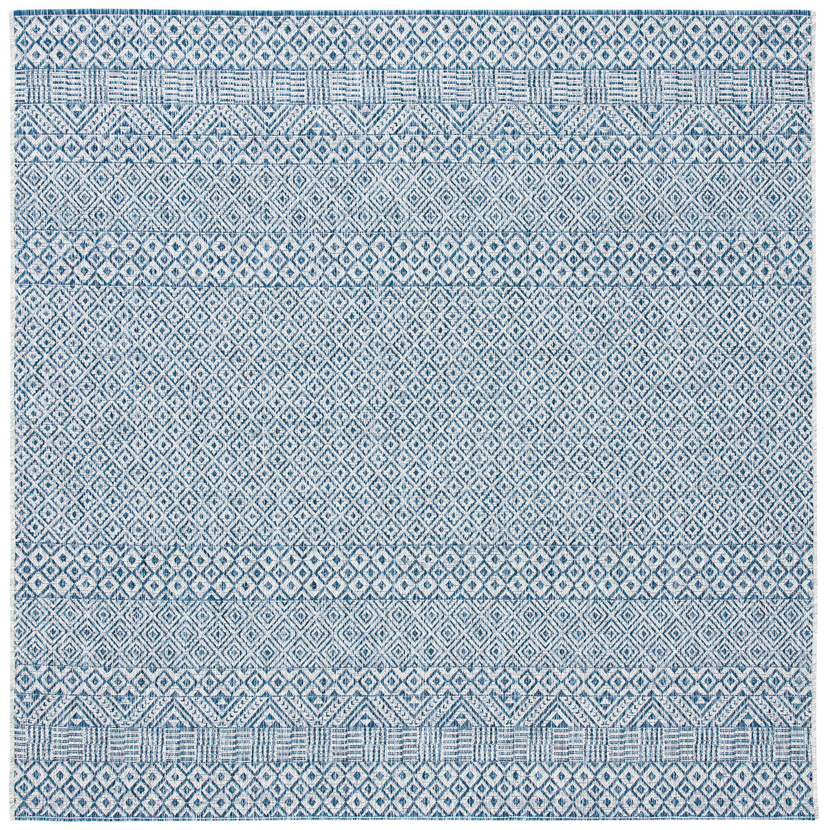 Safavieh Courtyard Collection 4' Square Grey/Blue Cy8235 Indoor/ Outside Waterproof Easy Cleansingpatio Backyard Mudroom Area Mat
