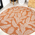 Jonathan Y Smb119E-5R Nevis Palm Frond Indoor Outdoor Area Rug, Coastal, Casual, Country Easy Cleaning,Bedroom,Kitchen,Backyard,Patio,Non Shedding, Orange/Cream, 5' Round