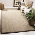 SAFAVIEH Natural Fiber Collection Area Rug - 5 x 8, Natural & Dark Brown, Border Herringbone Seagrass Design, Easy Care, Ideal