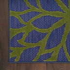 Nourison Aloha Indoor/Outdoor Modern Navy Multicolor 2'3' X 8' Area Rug, Easy Cleaning, Non Shedding, Bed Room, Living Room, Dining Room, Backyard, Deck, Patio (2X8)