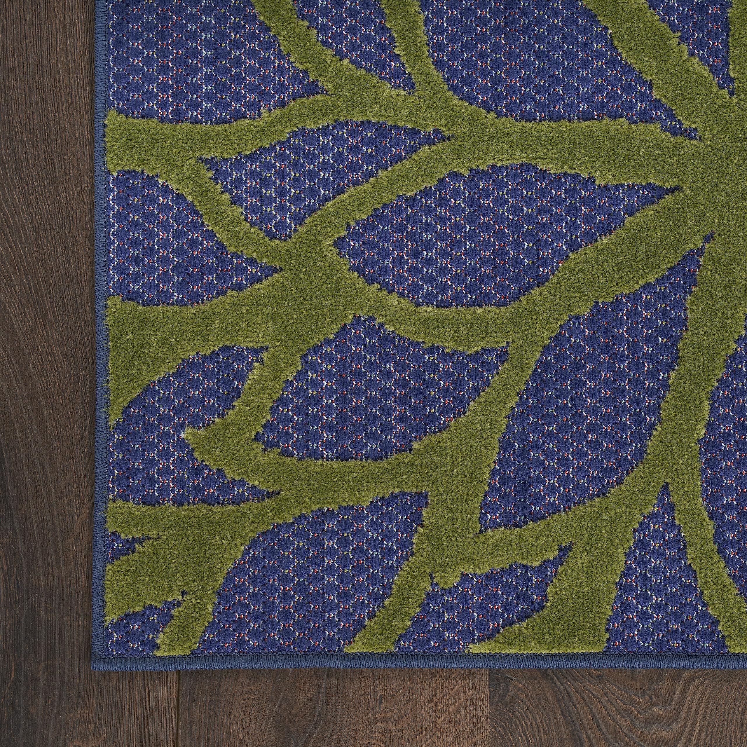 Nourison Aloha Indoor/Outdoor Modern Navy Multicolor 2'3' X 8' Area Rug, Easy Cleaning, Non Shedding, Bed Room, Living Room, Dining Room, Backyard, Deck, Patio (2X8)