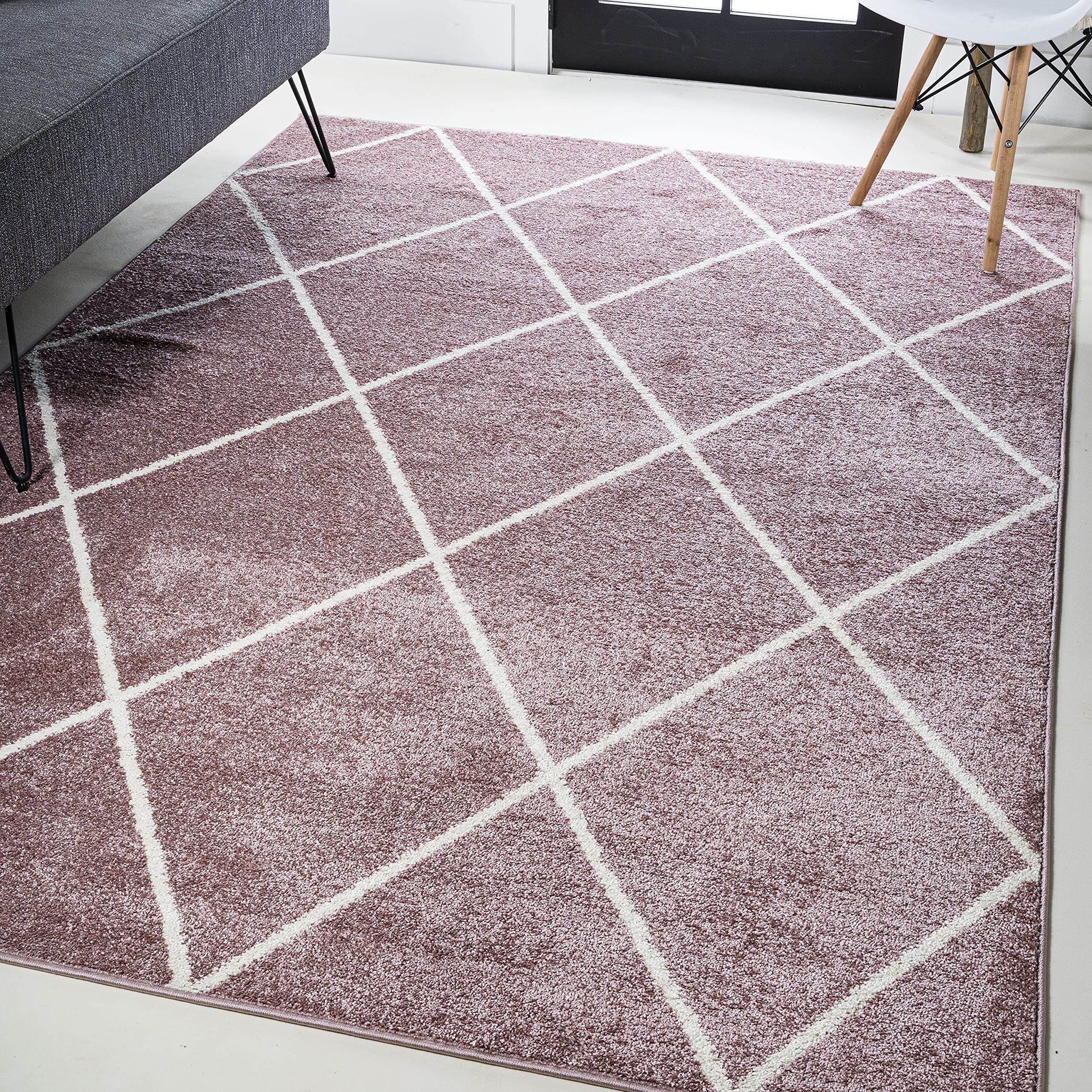 JONATHAN Y SEU102B-3 Cole Minimalist Diamond Trellis Indoor Area-Rug, Modern, Contemporary, Casual Easy-Cleaning,Bedroom,Kitchen