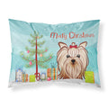'Caroline'S Treasures Bb1576Pillowcase Christmas Tree And Yorkie Yorkshire Terrier Fabric Standard Pillowcase, Large, Multicolo