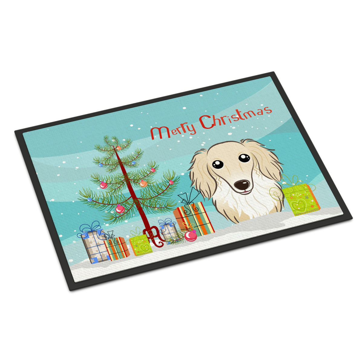 CarolineS Treasures Bb1584Jmat Christmas Tree And Longhair Creme Dachshund Indoor Or Outdoor Mat, 24 Inch  Inch  X 36 Inch  Inch , Multicolor