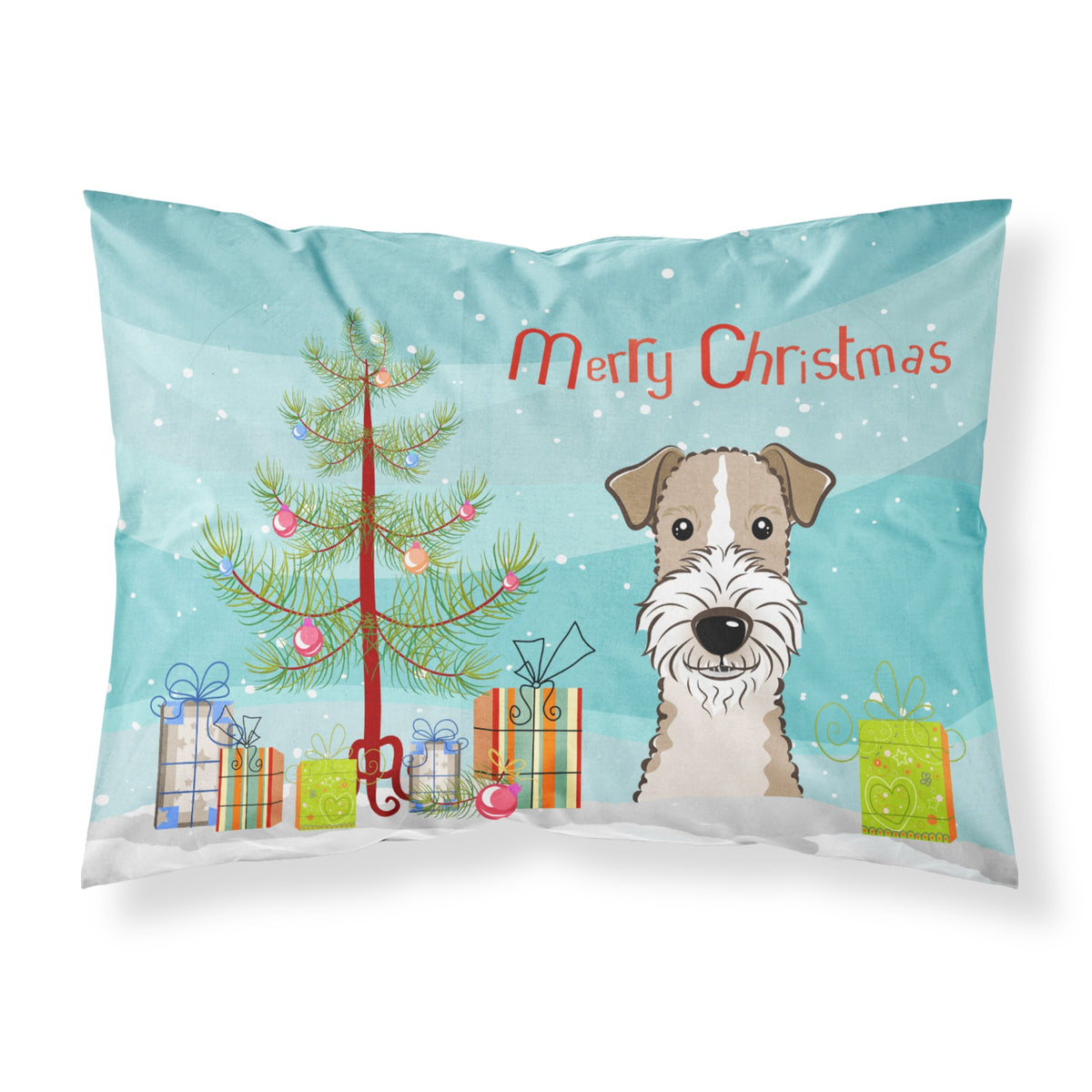 'Caroline'S Treasures Bb1619Pillowcase Christmas Tree And Wire Haired Fox Terrier Fabric Standard Pillowcase, Large, Multicolor