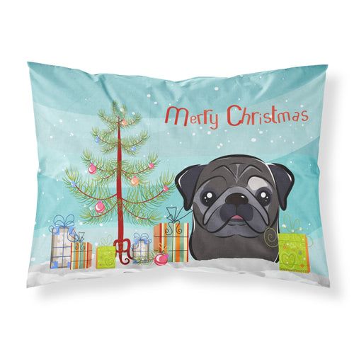 'Caroline'S Treasures Bb1635Pillowcase Christmas Tree And Black Pug Fabric Standard Pillowcase, Large, Multicolor'