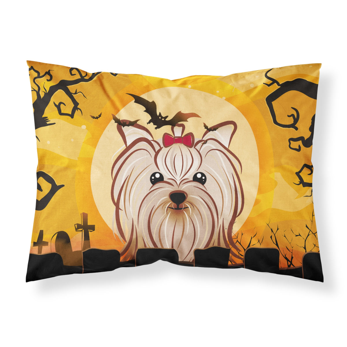 'Caroline'S Treasures Bb1762Pillowcase Halloween Yorkie Yorkshire Terrier Fabric Standard Pillowcase, Large, Multicolor'