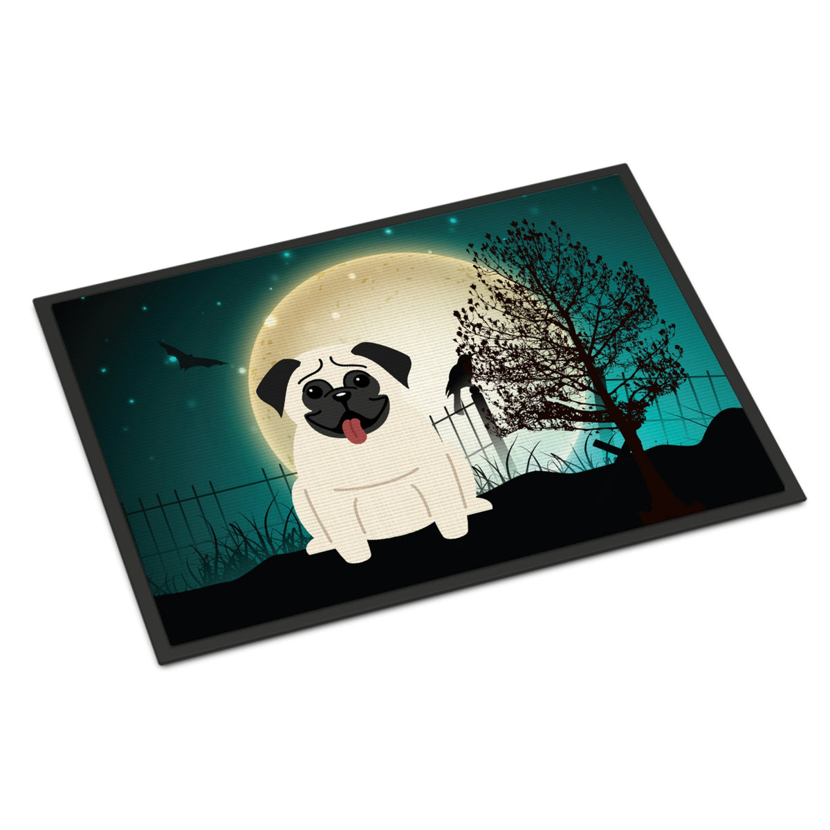 CarolineS Treasures Halloween Scary Pug Cream Indoor Or Outdoor Mat 18X27 Bb2194Mat 18 X 27 Inch  Inch  Multicolor