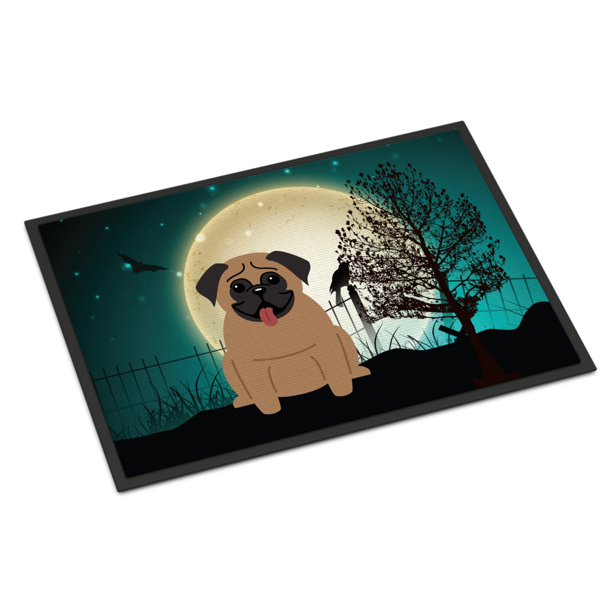 CarolineS Treasures Halloween Scary Pug Brown Indoor Or Outdoor Mat 18X27 Bb2195Mat 18 X 27 Inch  Inch  Multicolor
