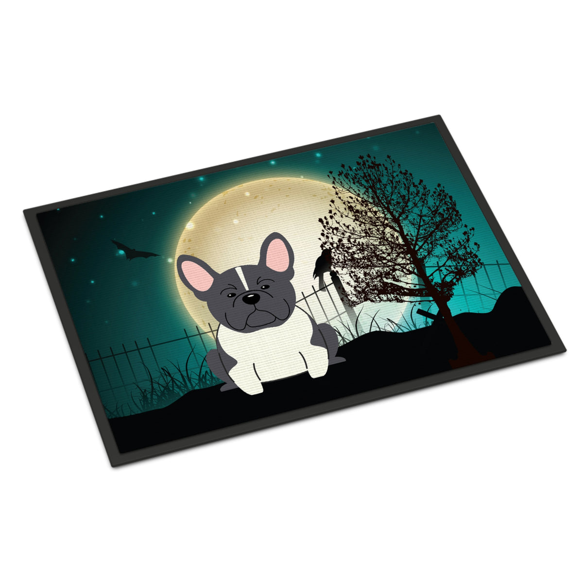 CarolineS Treasures Halloween Scary French Bulldog Black White Indoor Or Outdoor Mat 18X27 Bb2202Mat 18 X 27 Inch  Inch  Multicolor