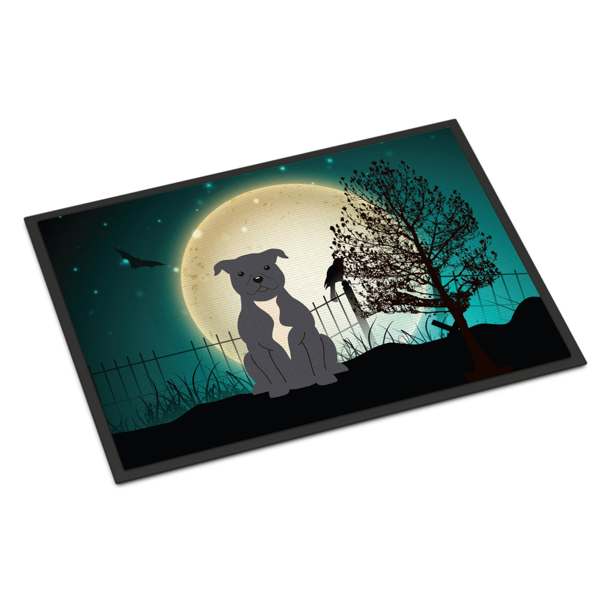 Inch CarolineS Treasures Halloween Scary Staffordshire Bull Terrier Blue Indoor Or Outdoor Mat 18X27 Bb2236Mat 18 X 27 Inch  Inch  Multicolor