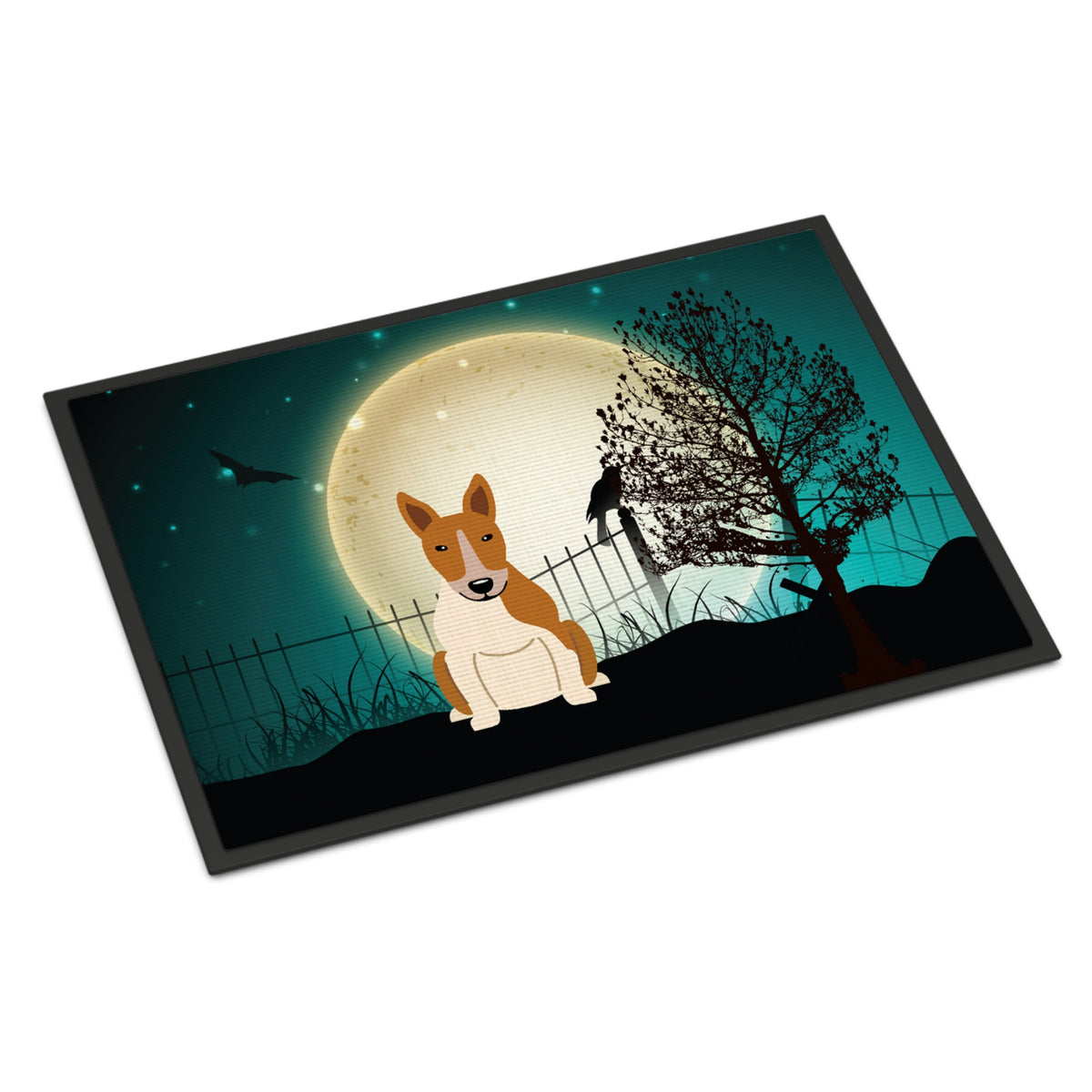 CarolineS Treasures Halloween Scary Bull Terrier Red White Indoor Or Outdoor Mat 18X27 Bb2325Mat 18 X 27 Inch  Inch  Multicolor