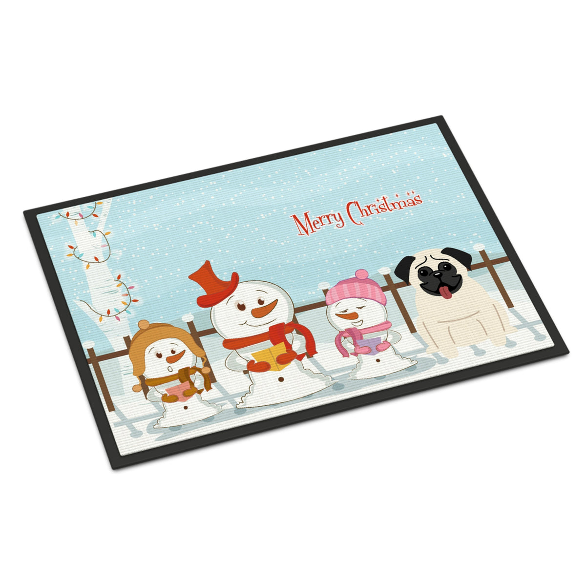 CarolineS Treasures Merry Christmas Carolers Pug Cream Indoor Or Outdoor Mat 24X36 Bb2335Jmat 24 X 36 Inch  Inch  Multicolor