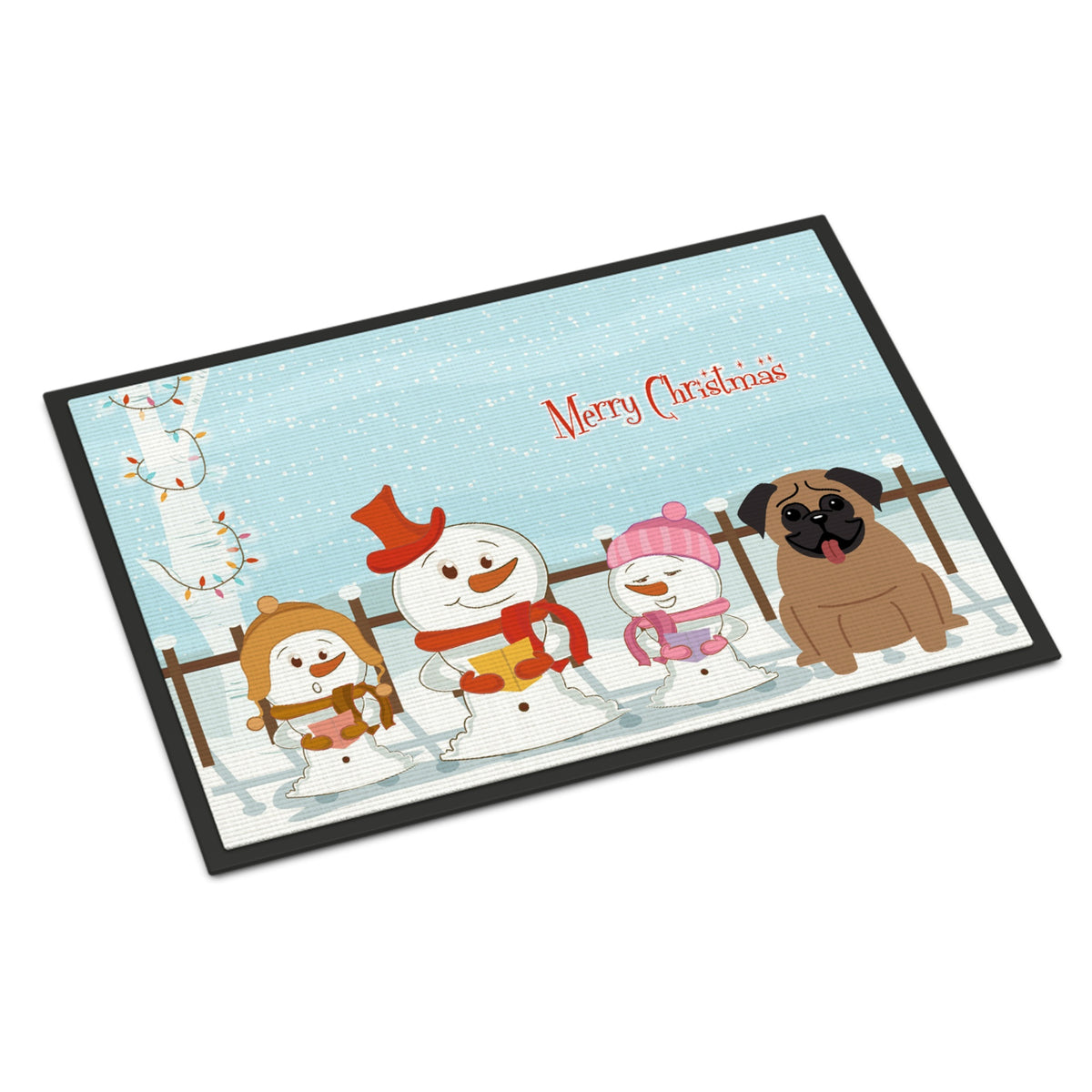 CarolineS Treasures Merry Christmas Carolers Pug Brown Indoor Or Outdoor Mat 18X27 Bb2336Mat 18 X 27 Inch  Inch  Multicolor