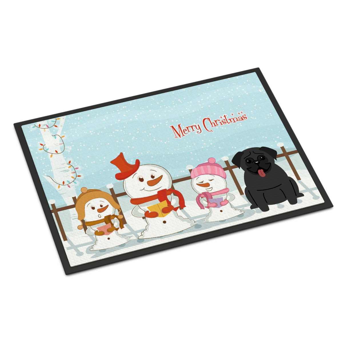 CarolineS Treasures Merry Christmas Carolers Pug Black Indoor Or Outdoor Mat 18X27 Bb2337Mat 18 X 27 Inch  Inch  Multicolor