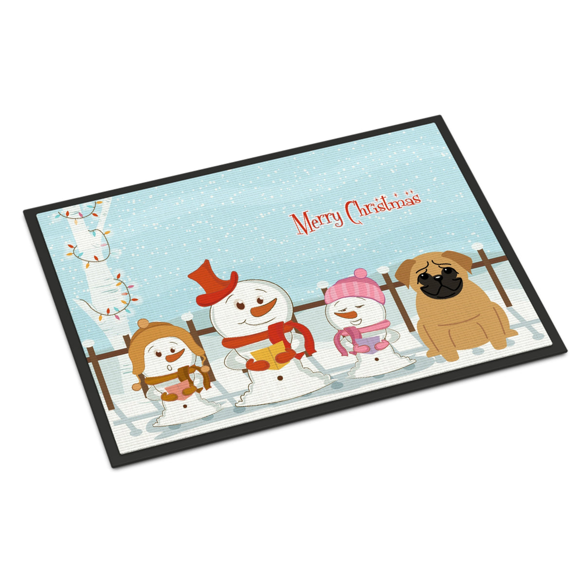 CarolineS Treasures Merry Christmas Carolers Pug Brown Indoor Or Outdoor Mat 18X27 Bb2338Mat 18 X 27 Inch  Inch  Multicolor