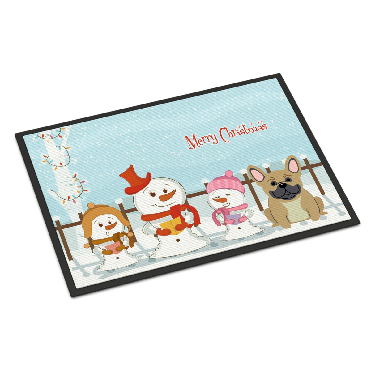 CarolineS Treasures Merry Christmas Carolers French Bulldog Cream Indoor Or Outdoor Mat 18X27 Bb2341Mat 18 X 27 Inch  Inch  Multicolor