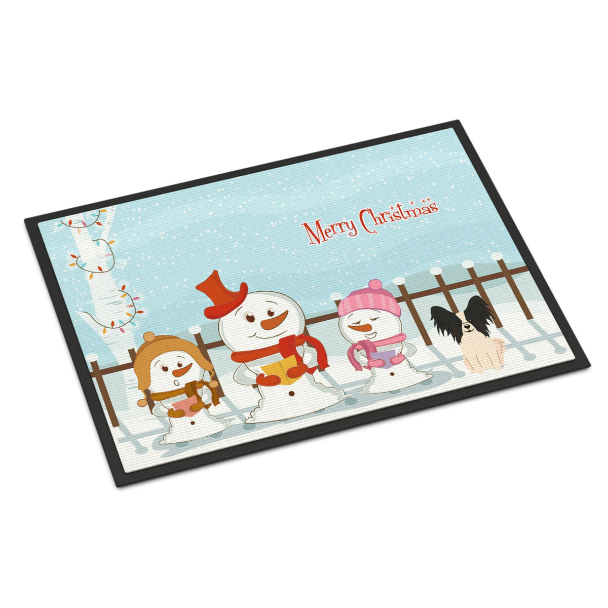 CarolineS Treasures Merry Christmas Carolers Papillon Black White Indoor Or Outdoor Mat 24X36 Bb2407Jmat 24 X 36 Inch  Inch  Multicolor