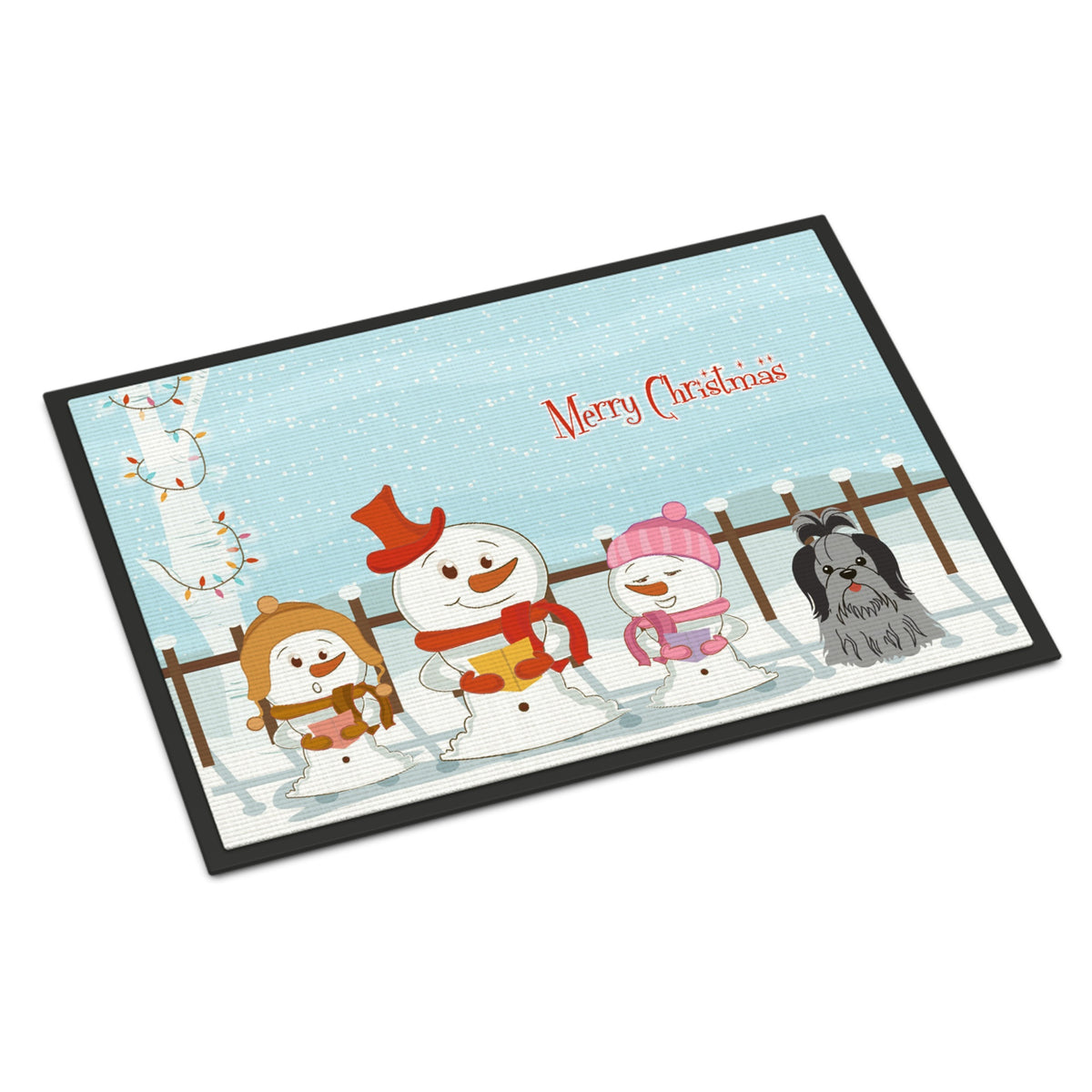 CarolineS Treasures Merry Christmas Carolers Shih Tzu Black Silver Indoor Or Outdoor Mat 18X27 Bb2420Mat 18 X 27 Inch  Inch  Multicolor