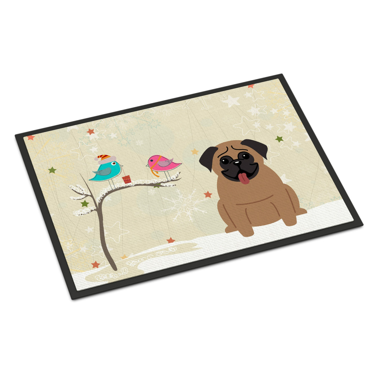 CarolineS Treasures Christmas Presents Between Friends Pug Brown Indoor Or Outdoor Mat 24X36 Bb2477Jmat 24 X 36 Inch  Inch  Multicolor