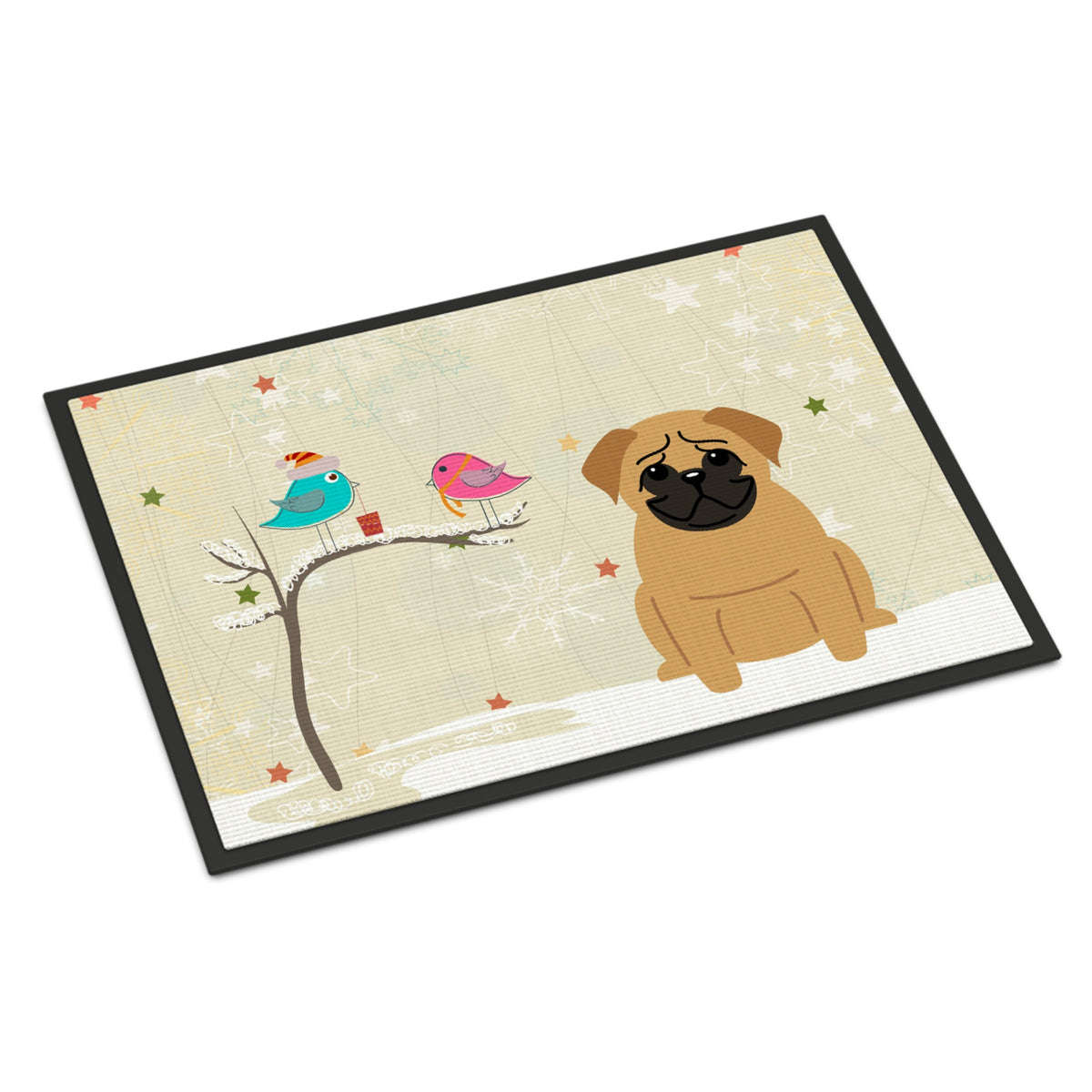 CarolineS Treasures Christmas Presents Between Friends Pug Brown Indoor Or Outdoor Mat 24X36 Bb2479Jmat 24 X 36 Inch  Inch  Multicolor