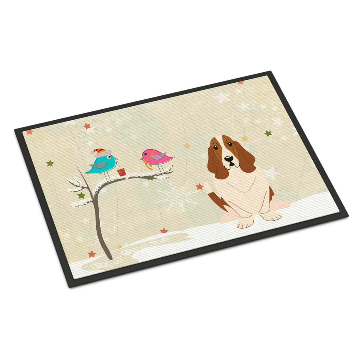 Inch CarolineS Treasures Christmas Presents Between Friends Basset Hound Indoor Or Outdoor Mat 18X27 Bb2493Mat 18 X 27 Inch  Inch  Multicolor