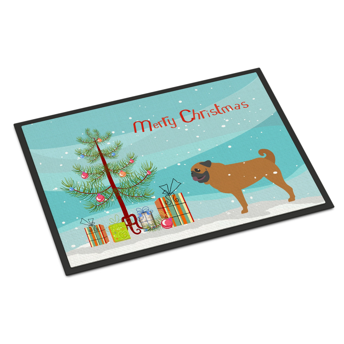 CarolineS Treasures Pug Merry Christmas Tree Indoor Or Outdoor Mat 18X27 Bb2965Mat 18 Inch  Inch  X 27 Inch  Inch  Multicolor