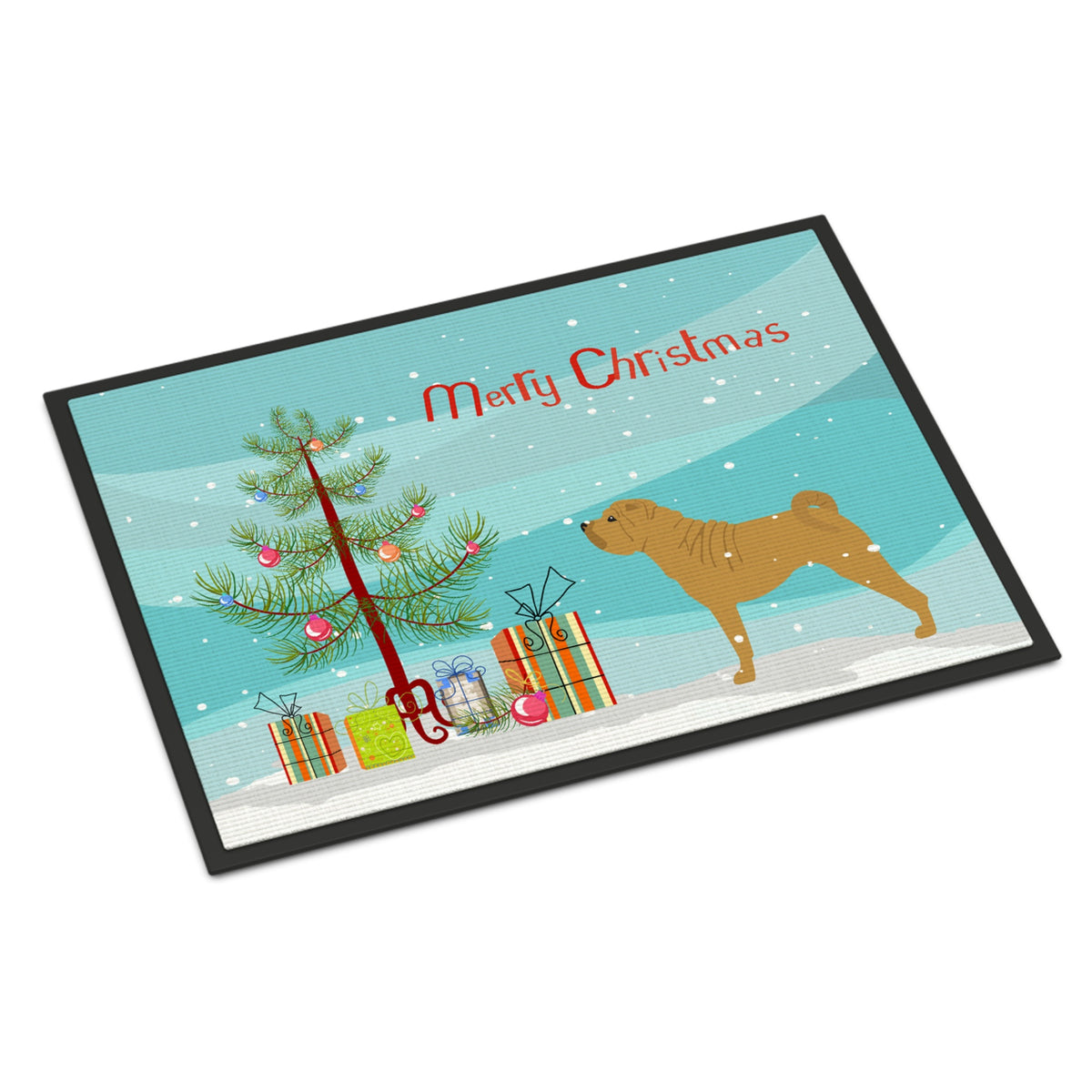 CarolineS Treasures Shar Pei Merry Christmas Tree Indoor Or Outdoor Mat 24X36 Bb2970Jmat 24 Inch  Inch  X 36 Inch  Inch  Multicolor