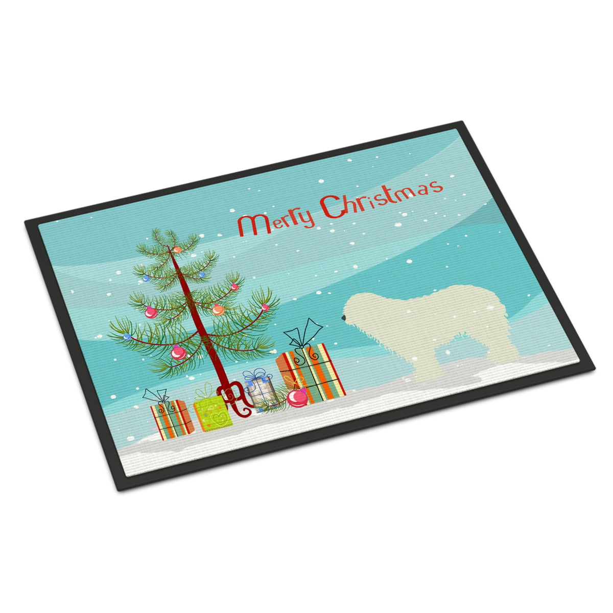 CarolineS Treasures Komondor Merry Christmas Tree Indoor Or Outdoor Mat 24X36 Bb2973Jmat 24 Inch  Inch  X 36 Inch  Inch  Multicolor