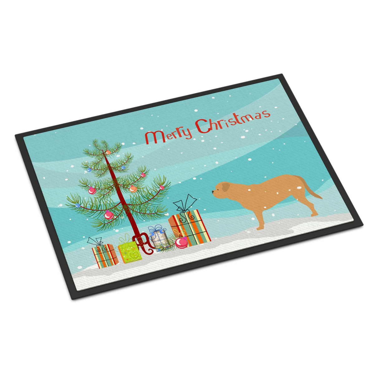 CarolineS Treasures Bb2988Mat Dogue De Bordeaux Merry Christmas Tree Indoor Or Outdoor Mat, 18 Inch  Inch  X 27 Inch  Inch , Multicolor