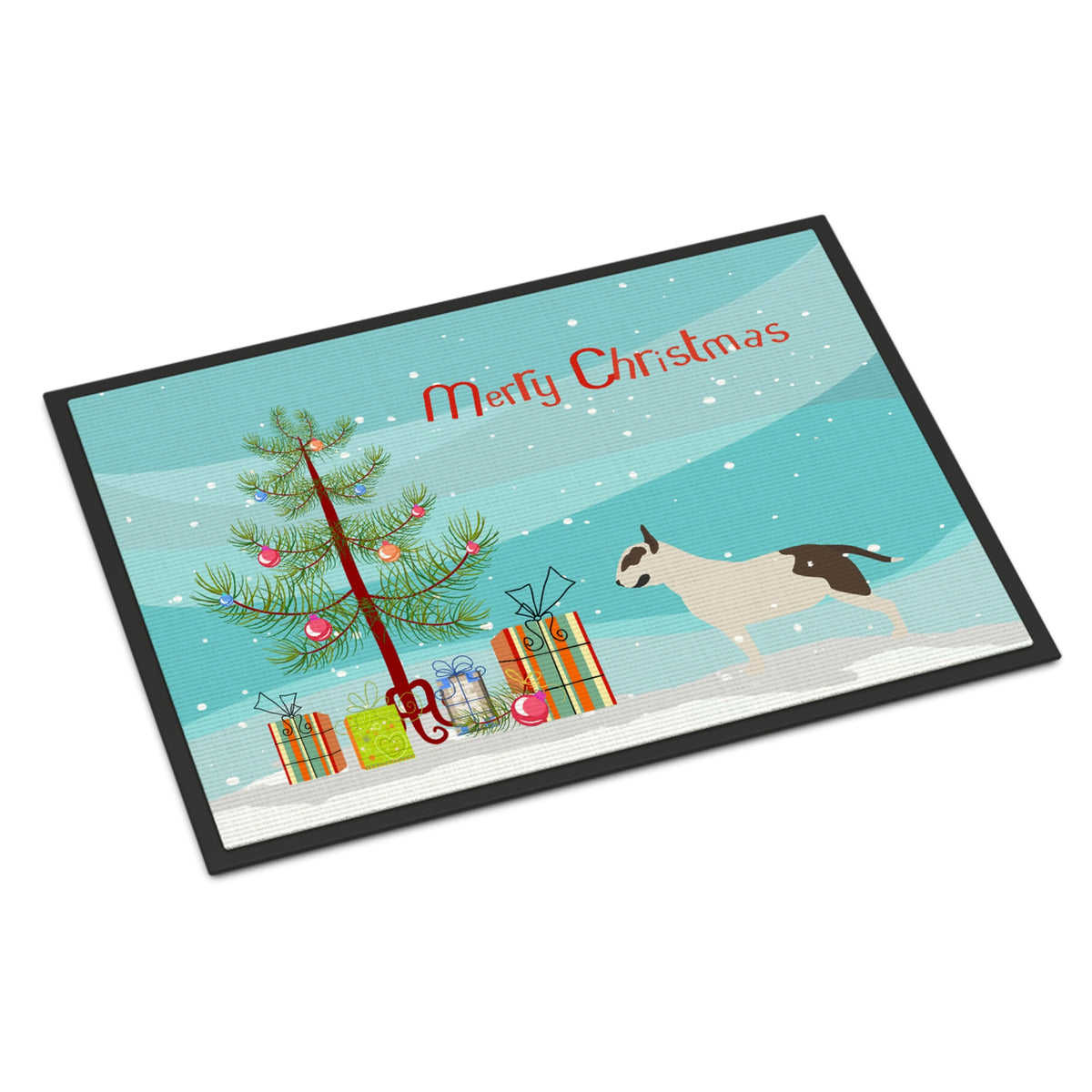 CarolineS Treasures Bull Terrier Merry Christmas Tree Indoor Or Outdoor Mat 18X27 Bb2996Mat 18 Inch  Inch  X 27 Inch  Inch  Multicolor