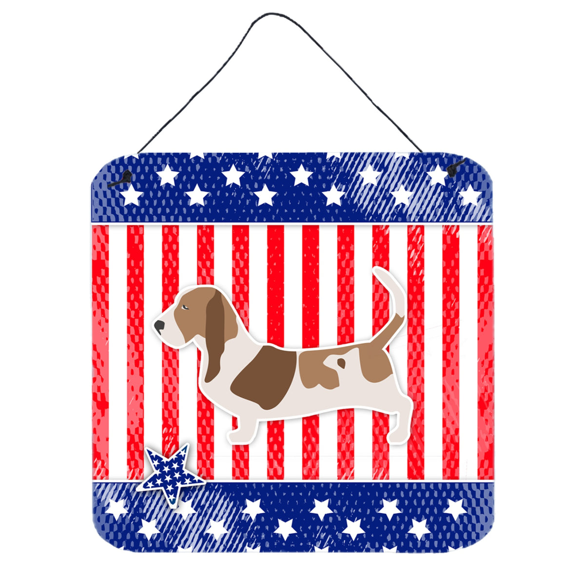 CarolineS Treasures Usa Patriotic Basset Hound Wall Or Door Hanging Prints Bb3302Ds66, 6 Inch  Inch  X 6 Inch  Inch , Multicolor