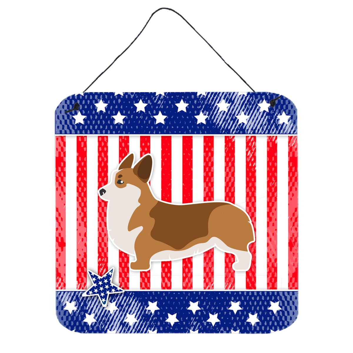 CarolineS Treasures Usa Patriotic Corgi Wall Or Door Hanging Prints Bb3320Ds66, 6 Inch  Inch  X 6 Inch  Inch , Multicolor