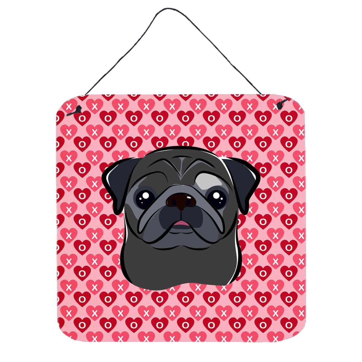 CarolineS Treasures Black Pug Hearts Metal Print, 6 H X 6 W, Multicolor
