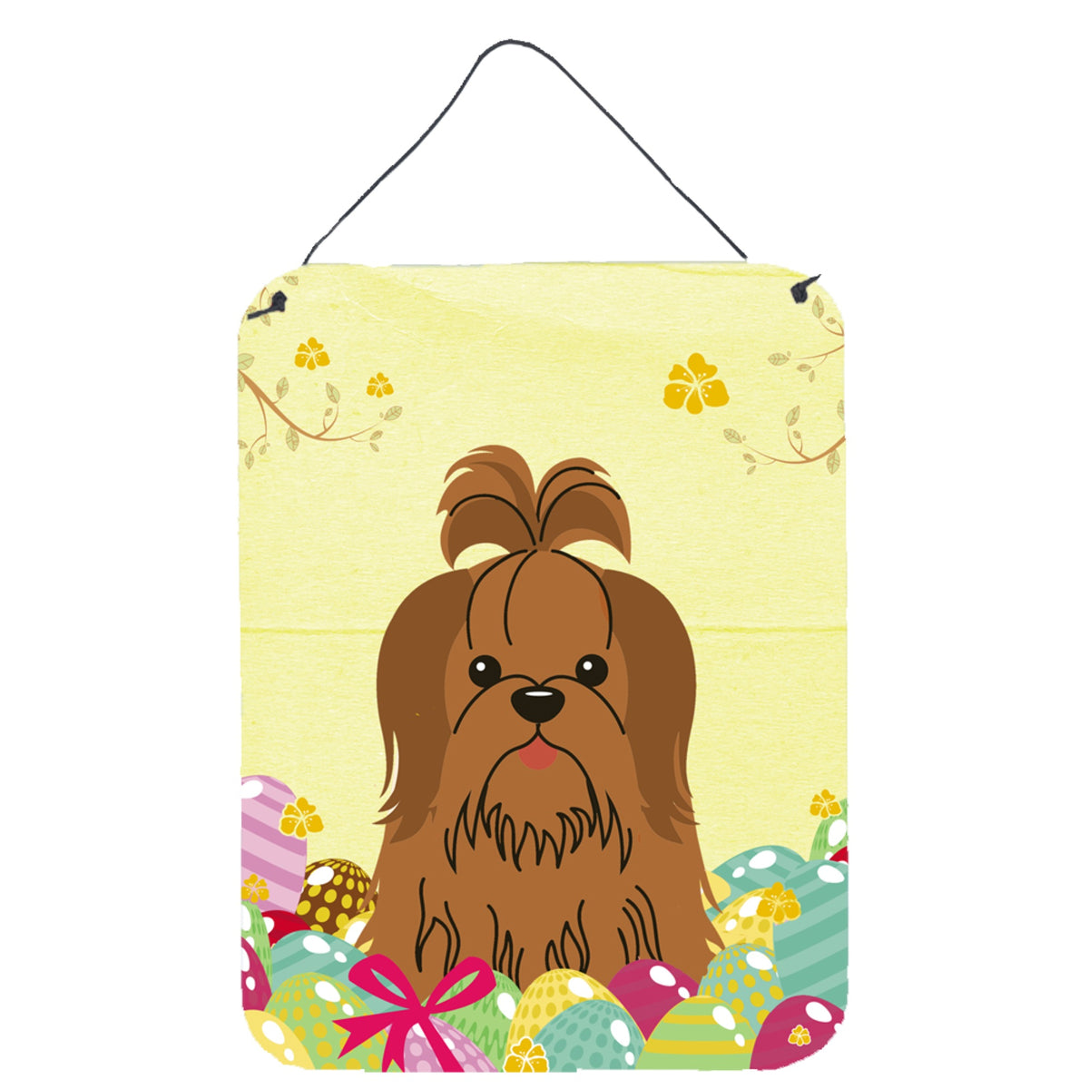 CarolineS Treasures Easter Eggs Shih Tzu Silver Chocolate Metal Print, 16 X 12, Multicolor
