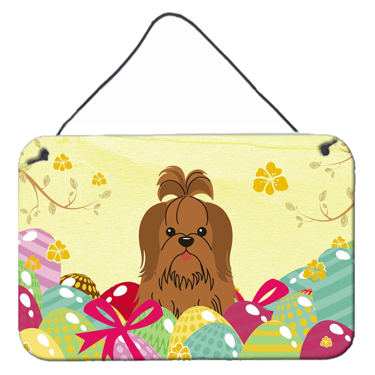 CarolineS Treasures Easter Eggs Shih Tzu Silver Chocolate Metal Print, 8 Inch  Inch H X 12 Inch  Inch W, Multicolor