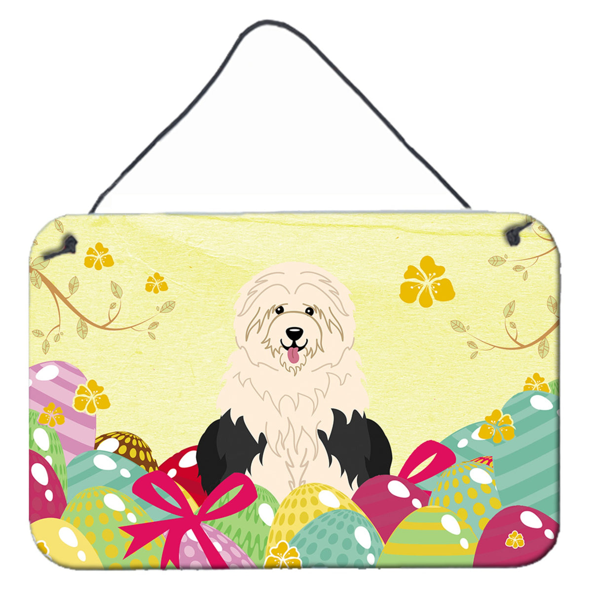 CarolineS Treasures Easter Eggs Old English Sheepdog Metal Print, 8 Inch  Inch  H X 12 Inch  Inch  W