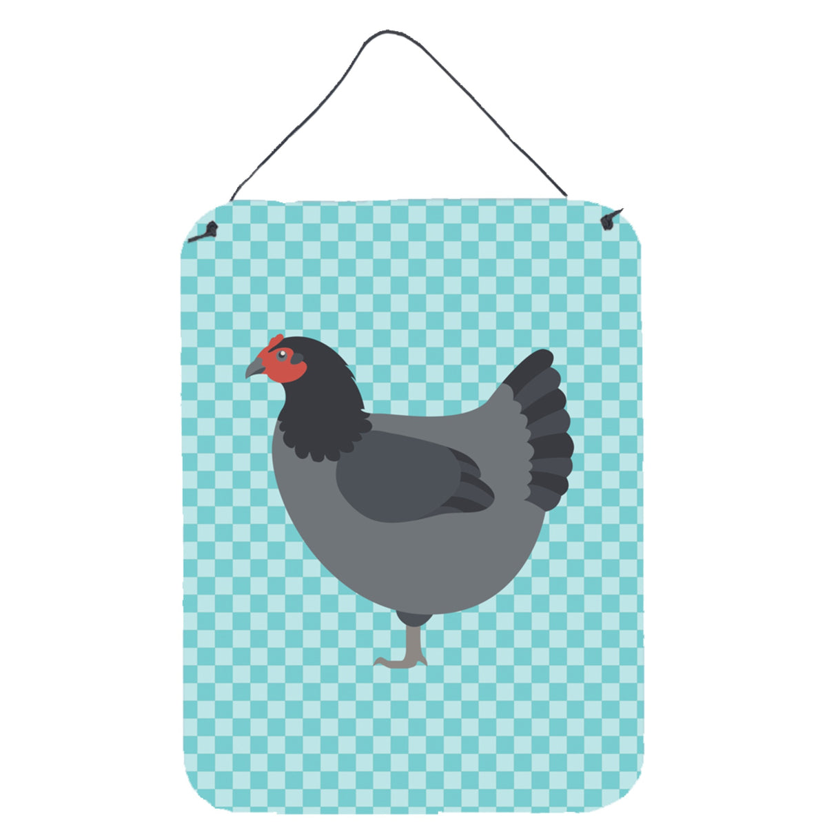 CarolineS Treasures Jersey Giant Chicken Blue Check Metal Print, 16Hx12W, Multicolor