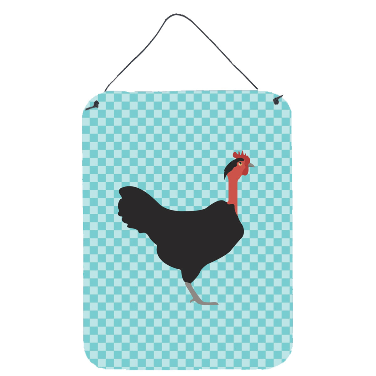 CarolineS Treasures Naked Neck Chicken Blue Check Metal Print, 16Hx12W, Multicolor