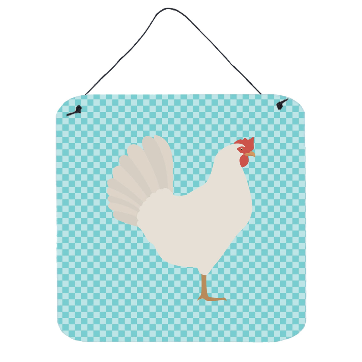 CarolineS Treasures Blue Leghorn Chicken Check Metal Print, 6 Inch  Inch  H X 6 Inch  Inch  W